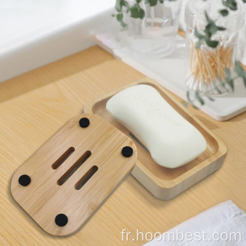 Porte-vaisselle en bambou naturel pour salle de bain pour savon